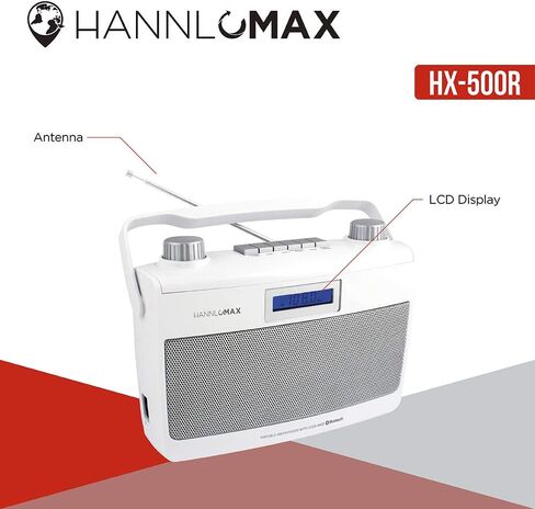 HANNLOMAX HX-500R Portable AM/FM Radio, Bluetooth, USB Port for MP3 Playback, Aux-in, AC/DC Dual Power Source. (Pink) in Saudi Arabia