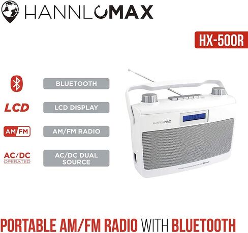HANNLOMAX HX-500R Portable AM/FM Radio, Bluetooth, USB Port for MP3 Playback, Aux-in, AC/DC Dual Power Source. (Pink) in Saudi Arabia