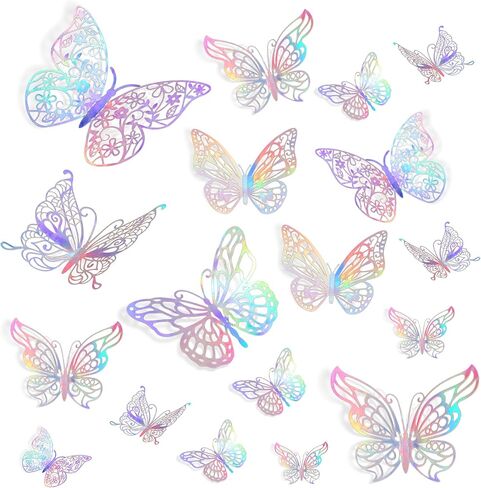 60 جهاز كمبيوتر شخصى ديكور جدار الفراشة، 5 أنماط 3 أحجام 3D فراشة ملصقات فراشة عيد ميلاد زينة ملصقات الحائط فراشة ملصق زينة لعيد ميلاد كعكة تزيين غرفة ديكور الشارات in Kuwait