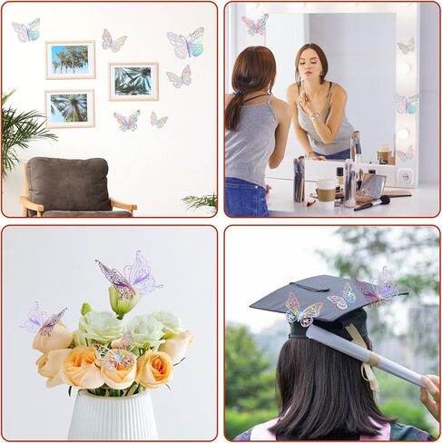 60 جهاز كمبيوتر شخصى ديكور جدار الفراشة، 5 أنماط 3 أحجام 3D فراشة ملصقات فراشة عيد ميلاد زينة ملصقات الحائط فراشة ملصق زينة لعيد ميلاد كعكة تزيين غرفة ديكور الشارات in Kuwait