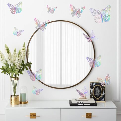 60 جهاز كمبيوتر شخصى ديكور جدار الفراشة، 5 أنماط 3 أحجام 3D فراشة ملصقات فراشة عيد ميلاد زينة ملصقات الحائط فراشة ملصق زينة لعيد ميلاد كعكة تزيين غرفة ديكور الشارات in Kuwait