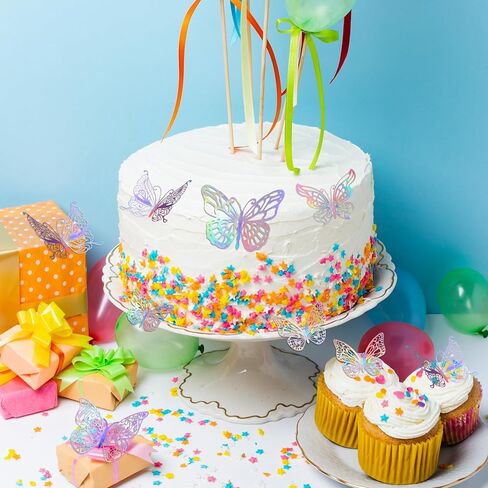 60 جهاز كمبيوتر شخصى ديكور جدار الفراشة، 5 أنماط 3 أحجام 3D فراشة ملصقات فراشة عيد ميلاد زينة ملصقات الحائط فراشة ملصق زينة لعيد ميلاد كعكة تزيين غرفة ديكور الشارات in Kuwait