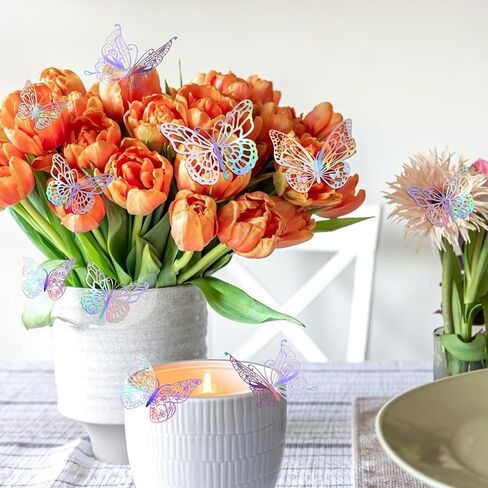 60 جهاز كمبيوتر شخصى ديكور جدار الفراشة، 5 أنماط 3 أحجام 3D فراشة ملصقات فراشة عيد ميلاد زينة ملصقات الحائط فراشة ملصق زينة لعيد ميلاد كعكة تزيين غرفة ديكور الشارات in Kuwait