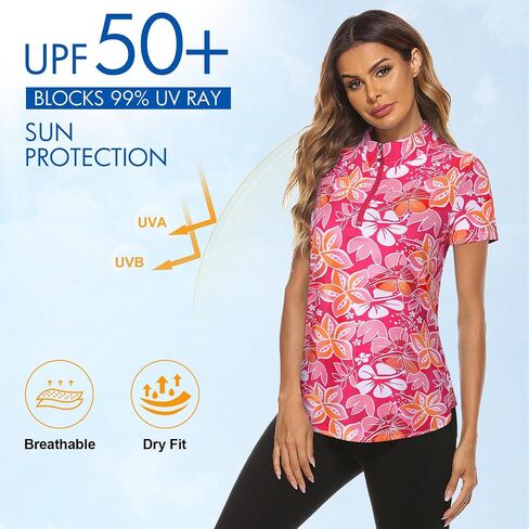 Koscacy Women's Long Sleeve Golf Tennis Polo Shirts UPF50+ Half Zip Dry Fit Workout Tops Athletic Shirt in Saudi Arabia