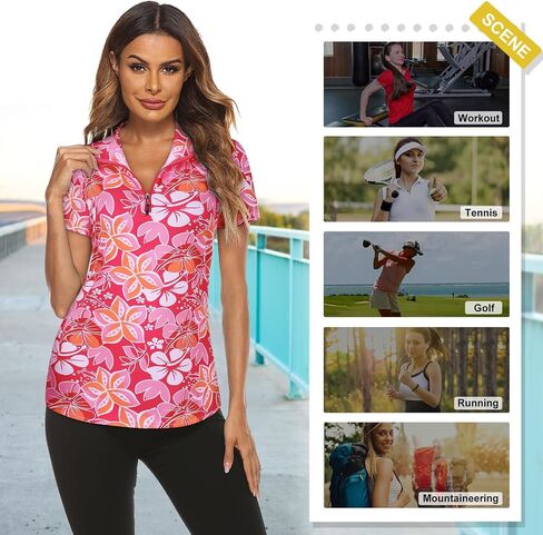 Koscacy Women's Long Sleeve Golf Tennis Polo Shirts UPF50+ Half Zip Dry Fit Workout Tops Athletic Shirt in Saudi Arabia