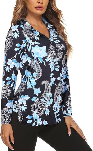 Koscacy Women's Long Sleeve Golf Tennis Polo Shirts UPF50+ Half Zip Dry Fit Workout Tops Athletic Shirt in Saudi Arabia