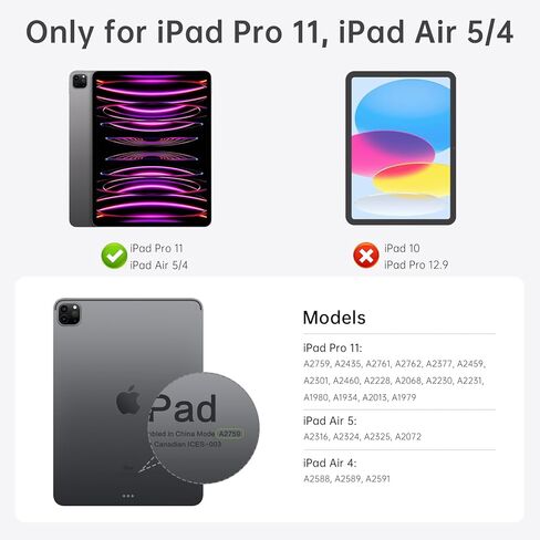 واقي شاشة مغناطيسي بملمس الورق - لجهاز iPad Pro 11 بوصة (2022/2021/2020/2018) وiPad Air الجيل الخامس/الرابع 10.9 بوصة (2022/2020)، الكتابة/الرسم مثل الورق، قابل للفصل وإعادة الاستخدام، غير لامع in Kuwait