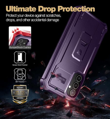 Dexnor Full Body Case for Samsung Galaxy A54 5G Case, [Extra Front Frame] Heavy Duty Military Grade Protection Shockproof Case Built-in Screen Protector and Kickstand for Samsung A54 5G, Black in Kuwait