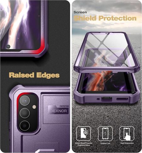 Dexnor Full Body Case for Samsung Galaxy A54 5G Case, [Extra Front Frame] Heavy Duty Military Grade Protection Shockproof Case Built-in Screen Protector and Kickstand for Samsung A54 5G, Black in Kuwait