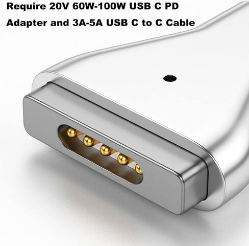 محول شحن USB-C إلى شفة مغناطيسية، محول أنثى من النوع C إلى ذكر مغناطيسي 1 100 وات PD طرف موصل شاحن الطاقة، لـ A1278 A1344 Mac Book Pro 13 بوصة (2009 2010 2011، بحلول منتصف 2012) in Saudi Arabia