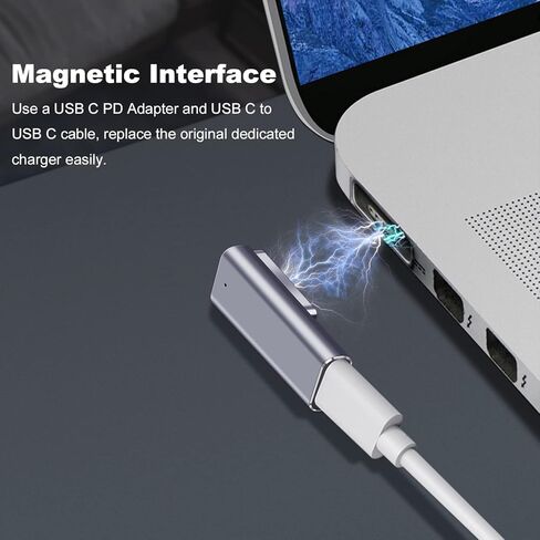 محول شحن USB-C إلى شفة مغناطيسية، محول أنثى من النوع C إلى ذكر مغناطيسي 1 100 وات PD طرف موصل شاحن الطاقة، لـ A1278 A1344 Mac Book Pro 13 بوصة (2009 2010 2011، بحلول منتصف 2012) in Saudi Arabia