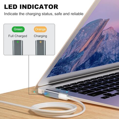 محول شحن USB-C إلى شفة مغناطيسية، محول أنثى من النوع C إلى ذكر مغناطيسي 1 100 وات PD طرف موصل شاحن الطاقة، لـ A1278 A1344 Mac Book Pro 13 بوصة (2009 2010 2011، بحلول منتصف 2012) in Saudi Arabia