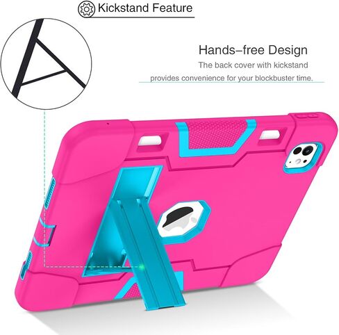 BENTOBEN for iPad Pro 11 Inch Case 2024 5th Generation (M4), with Kickstand and Pencil Holder, 3 in 1 Heavy Duty Rugged Shockproof Sturdy Kickstand Protective Tablet Cover Case, Hot Pink/Blue in Saudi Arabia