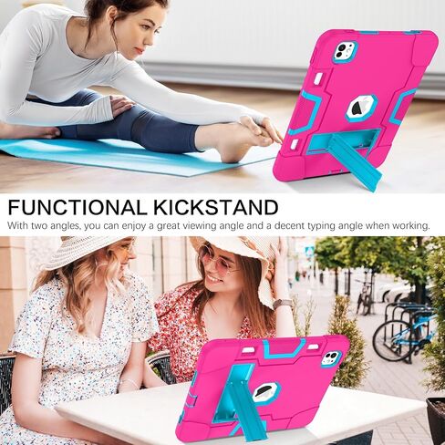 BENTOBEN for iPad Pro 11 Inch Case 2024 5th Generation (M4), with Kickstand and Pencil Holder, 3 in 1 Heavy Duty Rugged Shockproof Sturdy Kickstand Protective Tablet Cover Case, Hot Pink/Blue in Saudi Arabia