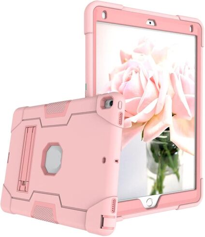 Jaorty Case Designed for iPad Air 3 10.5" 2019,iPad Pro 10.5 inch 2017 Case,3 in 1 Hybrid [Soft&Hard] Heavy Duty Rugged Stand Cover Shockproof Anti-Slip Anti-Scratch Full-Body Protective Case,Pink in Saudi Arabia