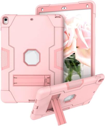 Jaorty Case Designed for iPad Air 3 10.5" 2019,iPad Pro 10.5 inch 2017 Case,3 in 1 Hybrid [Soft&Hard] Heavy Duty Rugged Stand Cover Shockproof Anti-Slip Anti-Scratch Full-Body Protective Case,Pink in Saudi Arabia