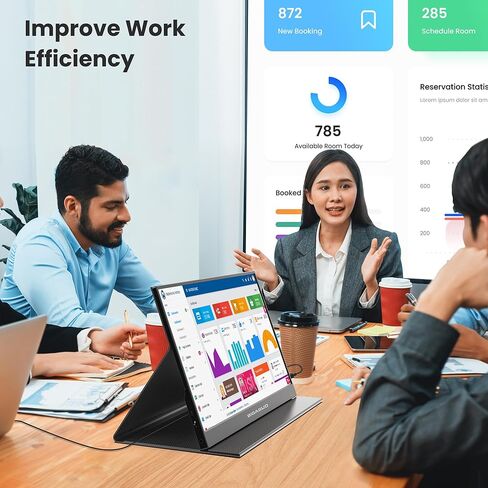 شاشة BIGASUO المحمولة، شاشة كمبيوتر محمول 15.6 بوصة 1080 بكسل FHD USB-C HDMI IPS شاشة كمبيوتر محمول HDR، شاشة ألعاب نحيفة للغاية مع غطاء ذكي ومكبرات صوت، لأجهزة الكمبيوتر المحمول، والكمبيوتر الشخصي، والهاتف، وMac، وXbox، وPS4/5، والتبديل in Kuwait