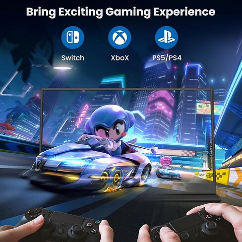 شاشة BIGASUO المحمولة، شاشة كمبيوتر محمول 15.6 بوصة 1080 بكسل FHD USB-C HDMI IPS شاشة كمبيوتر محمول HDR، شاشة ألعاب نحيفة للغاية مع غطاء ذكي ومكبرات صوت، لأجهزة الكمبيوتر المحمول، والكمبيوتر الشخصي، والهاتف، وMac، وXbox، وPS4/5، والتبديل in Kuwait