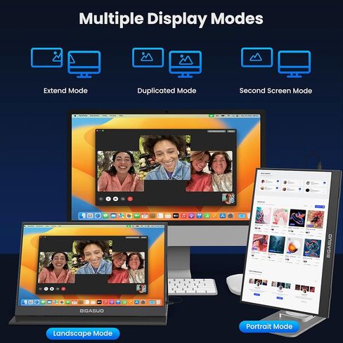 شاشة BIGASUO المحمولة، شاشة كمبيوتر محمول 15.6 بوصة 1080 بكسل FHD USB-C HDMI IPS شاشة كمبيوتر محمول HDR، شاشة ألعاب نحيفة للغاية مع غطاء ذكي ومكبرات صوت، لأجهزة الكمبيوتر المحمول، والكمبيوتر الشخصي، والهاتف، وMac، وXbox، وPS4/5، والتبديل in Kuwait