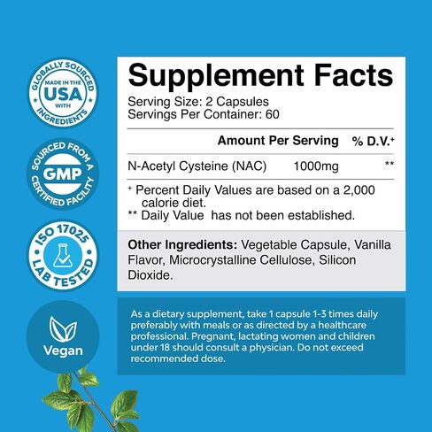 NAC Supplement N-Acetyl Cysteine 600mg - Potent Vegan High Absorption NAC 600 mg Capsules Glutathione Precursor for Liver Cleanse Detox & Repair plus Lung Health and Immunity Support (3 Months) in Saudi Arabia