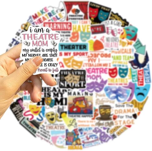50pcs Theater Musical Stickers Pack, Classic Musical Stickers, Aesthetic Vinyl Waterproof Arts Stickers for Laptop, Water Bottle, Bumper Car Planner Stickers for Adult Teens. in Saudi Arabia