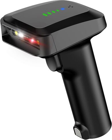 Alacrity Wireless Bluetooth Barcode Scanner 1D Laser Cordless Barcode Scanner، وضع واحد إلى واحد متعدد الاستخدامات أو وضع أكثر إلى واحد، ماسح ضوئي للرمز الشريطي مع مؤشر مستوى البطارية in Kuwait