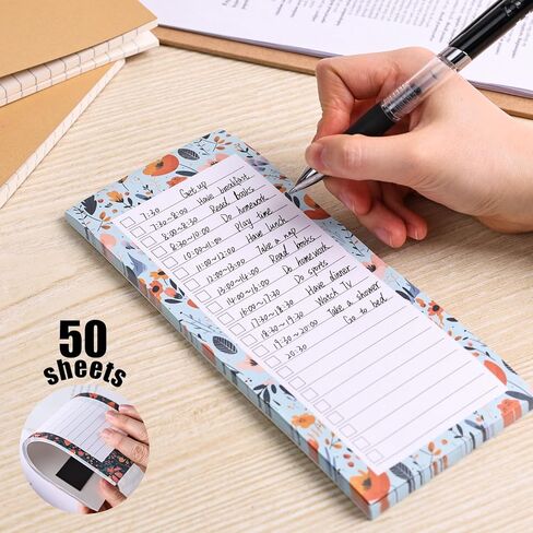 4 قطع من دفاتر الملاحظات المغناطيسية للثلاجة، دفاتر ملاحظات لقائمة التسوق وقائمة المهام والتذكيرات بتصميم الأزهار 50 ورقة in Kuwait