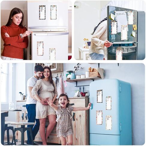 4 قطع من دفاتر الملاحظات المغناطيسية للثلاجة، دفاتر ملاحظات لقائمة التسوق وقائمة المهام والتذكيرات بتصميم الأزهار 50 ورقة in Kuwait