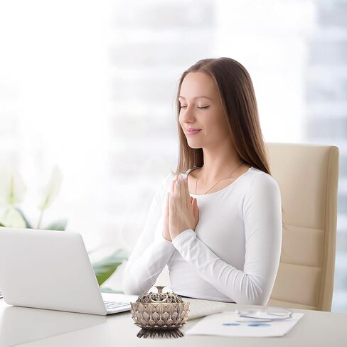 Vintage Incense Burner, Lotus Burner Holder, Buddha Alloy Metal Holder Handmade Censer Bowl Buddhist Decor Zinc Sandalwood for Office Home Feng Shui Decoration Meditation(Gold) in Kuwait