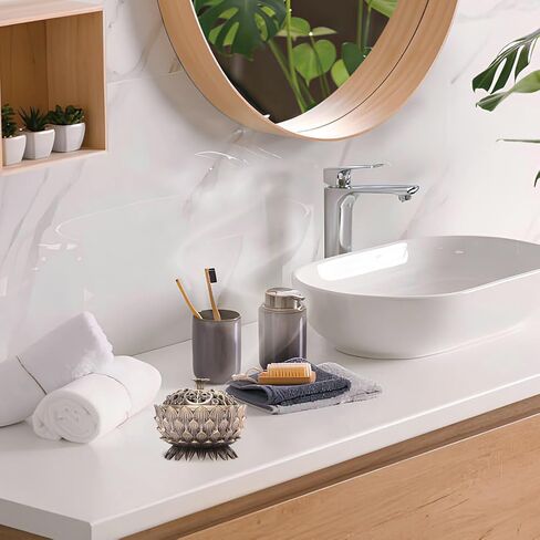 Vintage Incense Burner, Lotus Burner Holder, Buddha Alloy Metal Holder Handmade Censer Bowl Buddhist Decor Zinc Sandalwood for Office Home Feng Shui Decoration Meditation(Gold) in Kuwait