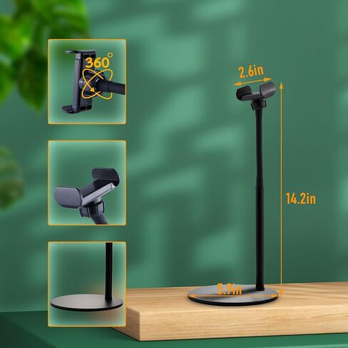 Cell Phone Stand, Desk Phone Holder Compatible with iPad 6-11", iPhone 15, 14, Plus, Pro, Pro Max, 13 12 X XS,4-8" Phones, Office Accessories, All Android Smartphone Black in Saudi Arabia