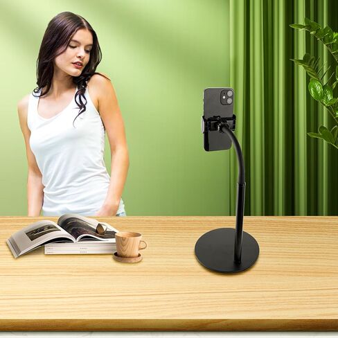 Cell Phone Stand, Desk Phone Holder Compatible with iPad 6-11", iPhone 15, 14, Plus, Pro, Pro Max, 13 12 X XS,4-8" Phones, Office Accessories, All Android Smartphone Black in Saudi Arabia