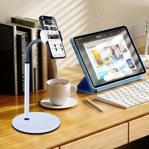 Cell Phone Stand, Desk Phone Holder Compatible with iPad 6-11", iPhone 15, 14, Plus, Pro, Pro Max, 13 12 X XS,4-8" Phones, Office Accessories, All Android Smartphone Black in Saudi Arabia