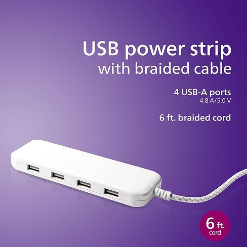 Philips 24W USB Charging Station, 2 Pack, for iPhone 12/11/Pro/Max/XS/XR/X/8, iPad Pro, Samsung Galaxy S21/S10/S9/Plus, Google Pixel 5/C/3/2/XL, USB-A, 6 ft. Braided Cord, DLK2502/27 in Saudi Arabia