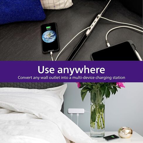 Philips 24W USB Charging Station, 2 Pack, for iPhone 12/11/Pro/Max/XS/XR/X/8, iPad Pro, Samsung Galaxy S21/S10/S9/Plus, Google Pixel 5/C/3/2/XL, USB-A, 6 ft. Braided Cord, DLK2502/27 in Saudi Arabia