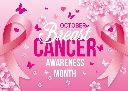 Breast Cancer Awareness Backdrop Pink Ribbon Banner October Caring Day Photography Background Breast Cancer Month Charity Activities Party Decorations Background (6x4ft(70x40inch)) in Kuwait