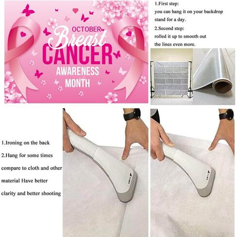 Breast Cancer Awareness Backdrop Pink Ribbon Banner October Caring Day Photography Background Breast Cancer Month Charity Activities Party Decorations Background (6x4ft(70x40inch)) in Kuwait