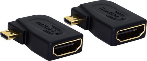PNGKNYOCN Left Angle Micro HDMI Adapter, 90 Degree Micro HDMI to HDMI 1.4 Female Coupler Connector, Support 3D 4K 1080P, YOUCHENG for Cameras, Computers, Projectors（2-Pack） in Saudi Arabia