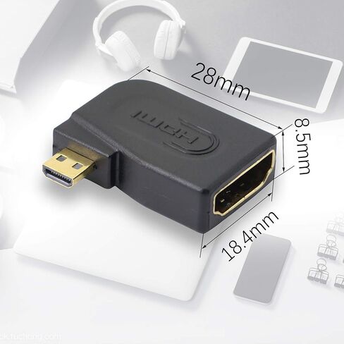 PNGKNYOCN Left Angle Micro HDMI Adapter, 90 Degree Micro HDMI to HDMI 1.4 Female Coupler Connector, Support 3D 4K 1080P, YOUCHENG for Cameras, Computers, Projectors（2-Pack） in Saudi Arabia