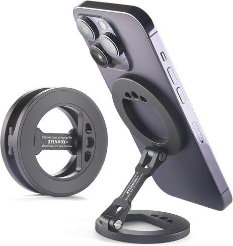 Double Magnetic Ring Phone Holder,Attach Your Phone to Iron Object,1/4" Screw Hole,Magnetic Phone Stand Compatiable with iPhone 16 15 14 13 12 Pro Max Series Magsafe Case (MS-01-Black) in Saudi Arabia