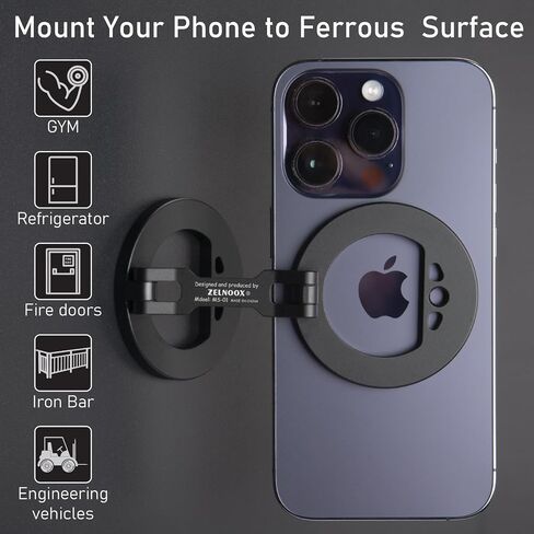 Double Magnetic Ring Phone Holder,Attach Your Phone to Iron Object,1/4" Screw Hole,Magnetic Phone Stand Compatiable with iPhone 16 15 14 13 12 Pro Max Series Magsafe Case (MS-01-Black) in Saudi Arabia