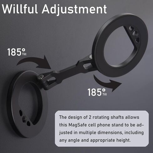 Double Magnetic Ring Phone Holder,Attach Your Phone to Iron Object,1/4" Screw Hole,Magnetic Phone Stand Compatiable with iPhone 16 15 14 13 12 Pro Max Series Magsafe Case (MS-01-Black) in Saudi Arabia