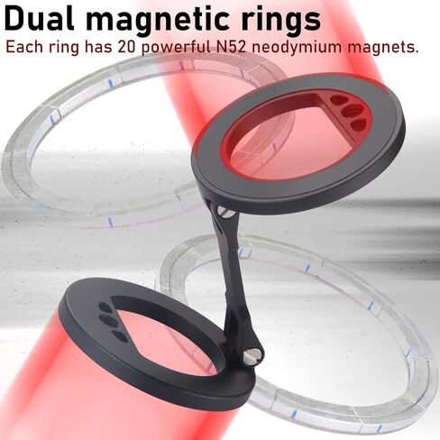 Double Magnetic Ring Phone Holder,Attach Your Phone to Iron Object,1/4" Screw Hole,Magnetic Phone Stand Compatiable with iPhone 16 15 14 13 12 Pro Max Series Magsafe Case (MS-01-Black) in Saudi Arabia