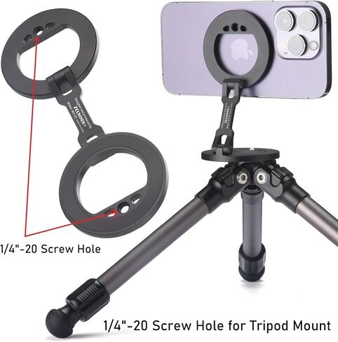 Double Magnetic Ring Phone Holder,Attach Your Phone to Iron Object,1/4" Screw Hole,Magnetic Phone Stand Compatiable with iPhone 16 15 14 13 12 Pro Max Series Magsafe Case (MS-01-Black) in Saudi Arabia