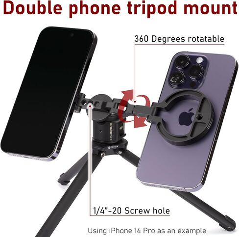 Double Magnetic Ring Phone Holder,Attach Your Phone to Iron Object,1/4" Screw Hole,Magnetic Phone Stand Compatiable with iPhone 16 15 14 13 12 Pro Max Series Magsafe Case (MS-01-Black) in Kuwait