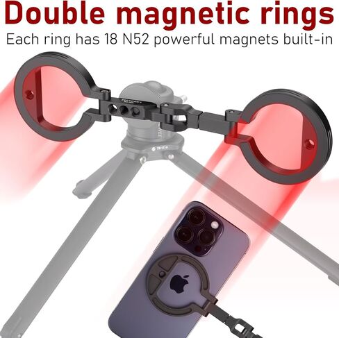 Double Magnetic Ring Phone Holder,Attach Your Phone to Iron Object,1/4" Screw Hole,Magnetic Phone Stand Compatiable with iPhone 16 15 14 13 12 Pro Max Series Magsafe Case (MS-01-Black) in Kuwait