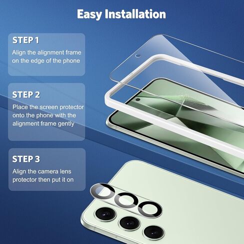 OMOTON 3+2 Pack Screen Protector and Camera Lens Protector for Samsung Galaxy S24 FE, Anti Scratch, Bubble Free,Tempered Glass Screen Protector in Kuwait