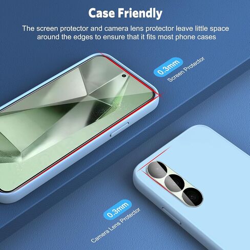 OMOTON 3+2 Pack Screen Protector and Camera Lens Protector for Samsung Galaxy S24 FE, Anti Scratch, Bubble Free,Tempered Glass Screen Protector in Kuwait