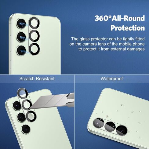 OMOTON 3+2 Pack Screen Protector and Camera Lens Protector for Samsung Galaxy S24 FE, Anti Scratch, Bubble Free,Tempered Glass Screen Protector in Kuwait