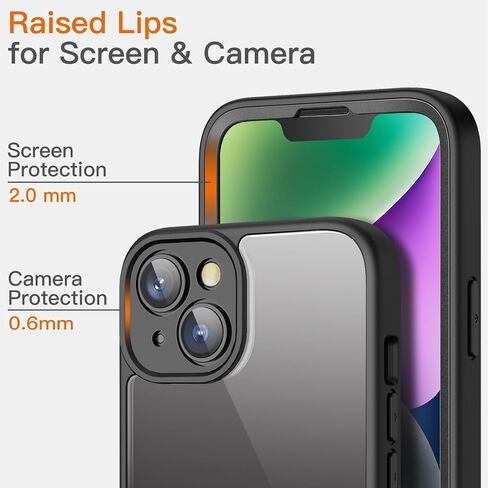 JETech Case for iPhone 14 Plus 6.7-Inch with Built-in Screen Protector Anti-Scratch, 360 Degree Full Body Rugged Phone Cover Clear Back (Black) in Saudi Arabia